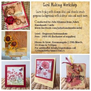 cardmaking, workshop in bangalore, stencils, stamping