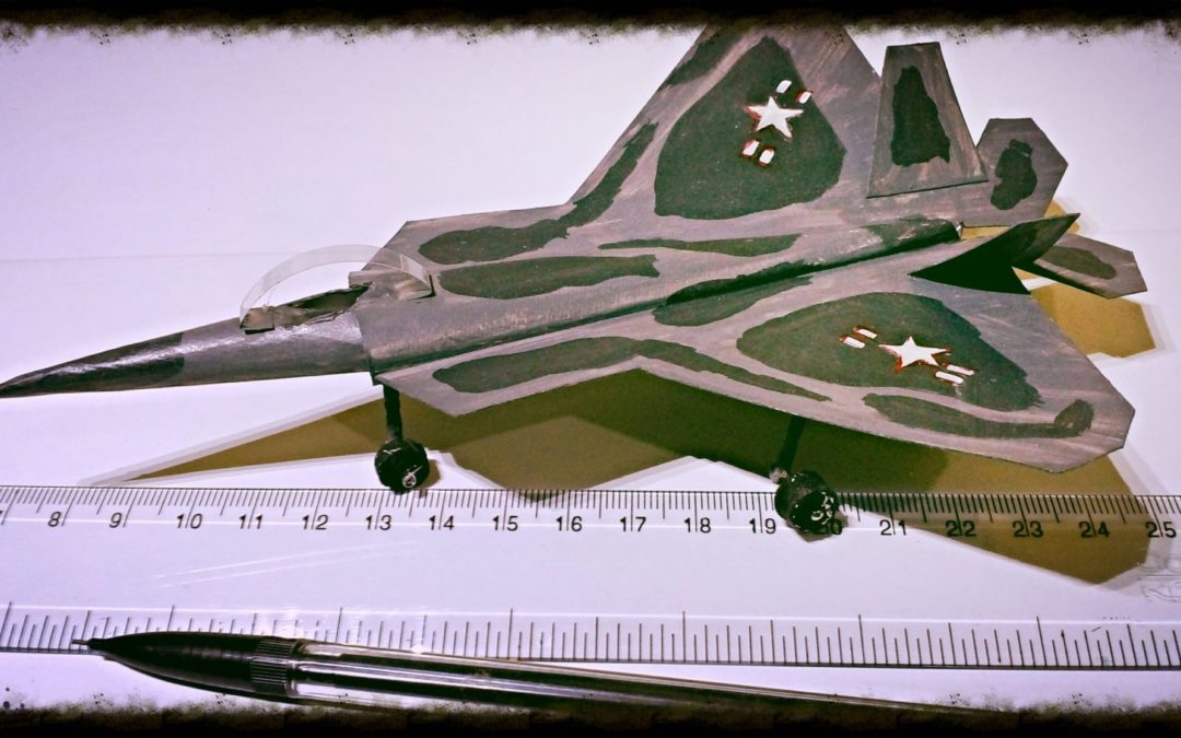 Miniature F22 Lockheed Martin Raptor fighter Plane making workshop.