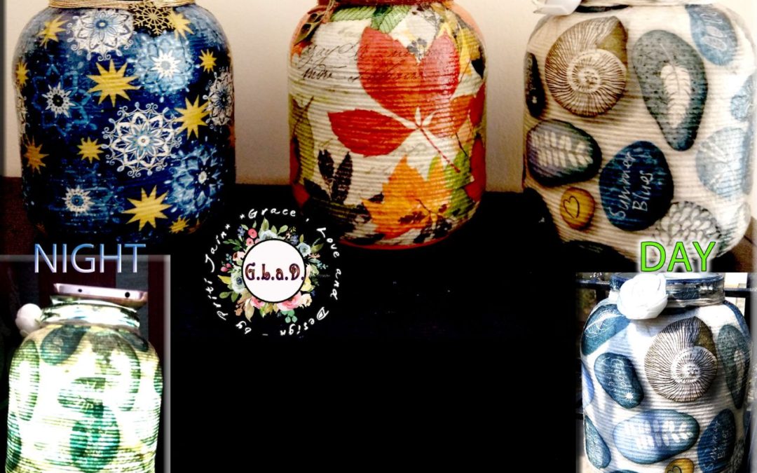 Threaded Decoupage on Glass Pot – Decoupage workshop in Bangalore