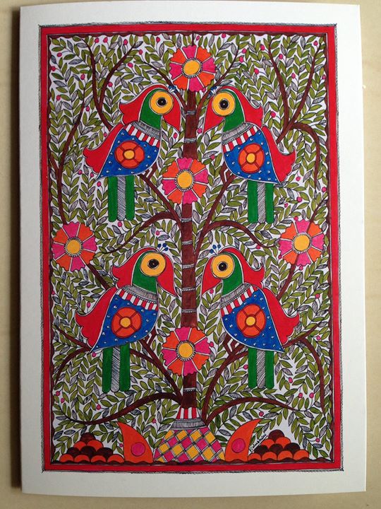 Mexican Folk Art Tree Painting