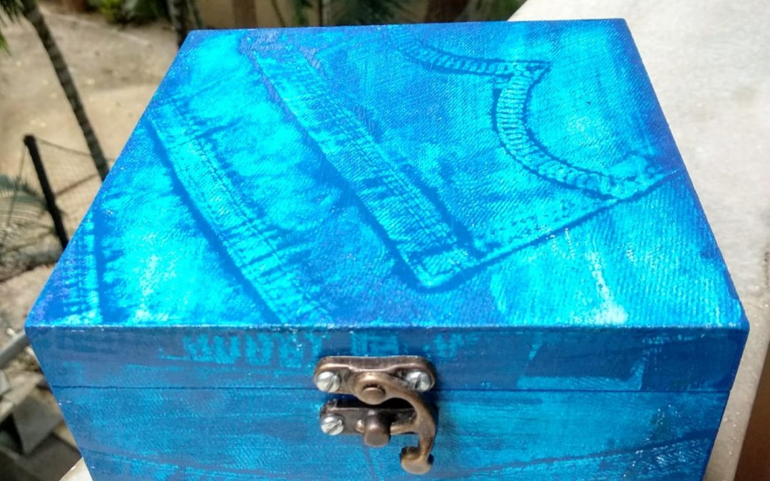 Faux Denim look on Wooden Box 