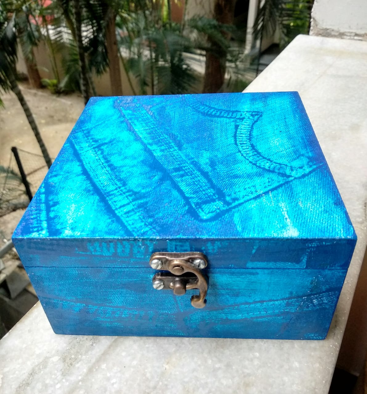 Faux Denim lWooden Box