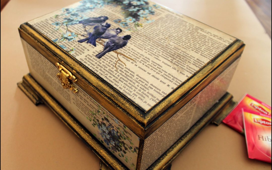 Decoupage on MDF Jewelry boxes and Reverse Decoupage on Glass plates