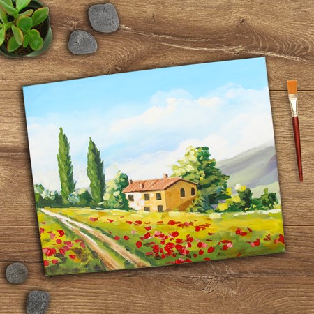 Dimensional Tuscan Landscape Painting