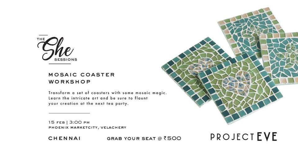 Chennai event, mosaic coasters